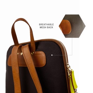 Leather Backpack for Women. Available in Black, Brown and Cognac. This slim bag is made of lightweight real leather. Genuine Natural leather image 5