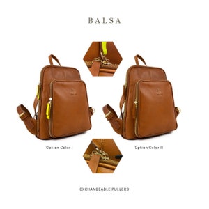 Leather Backpack for Women. Available in Black, Brown and Cognac. This slim bag is made of lightweight real leather. Genuine Natural leather Light BROWN