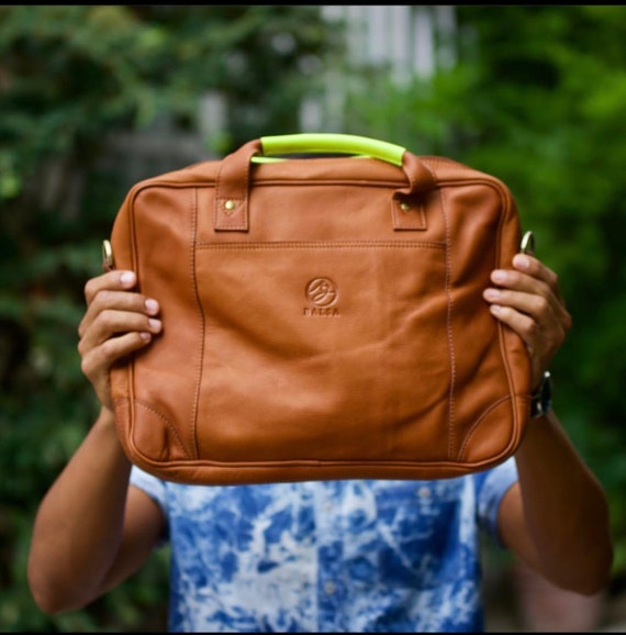 Genuine COLOMBIAN Leather Briefcase Laptop Bag Brown Black and Etsy