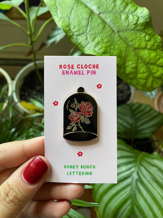 Rose Cloche Pin Rose Pin Rose Hard Enamel Pin Beauty and - Etsy