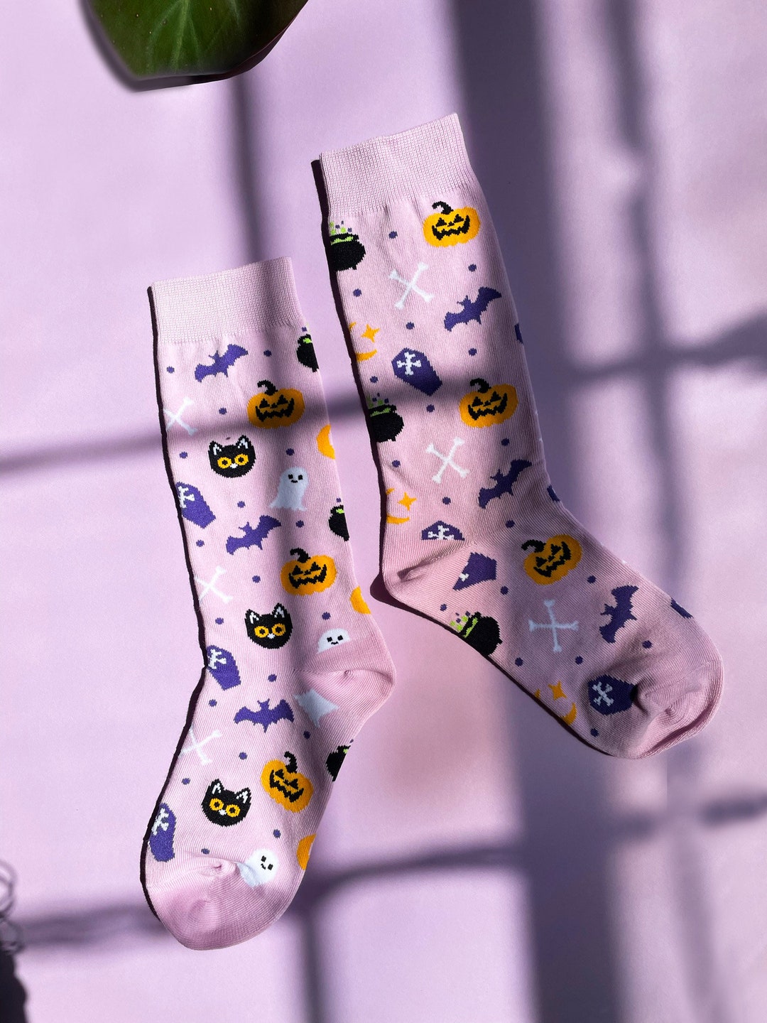 Cute and Spooky Halloweeny Purple Socks, Halloween Socks, Spooky Socks