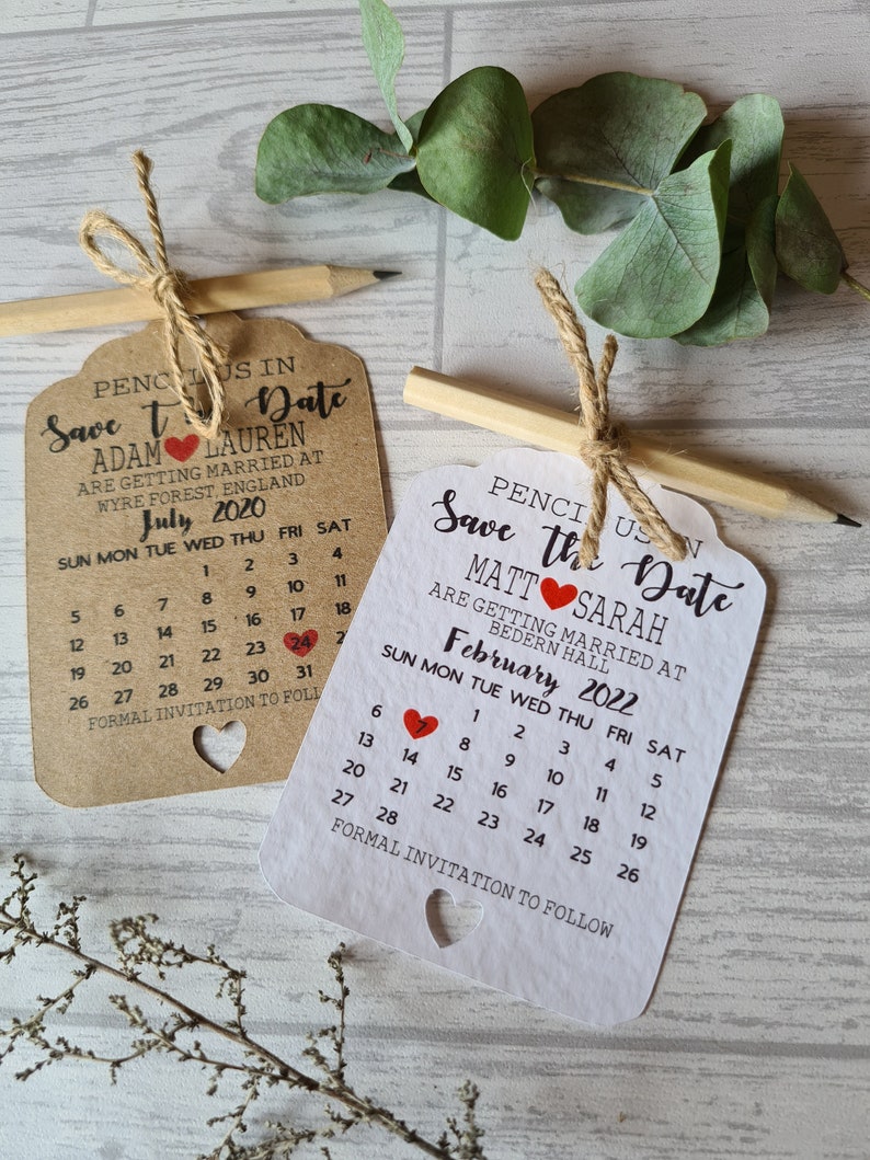 Save the Date Calendar Save the Dates Pencil Us In Etsy