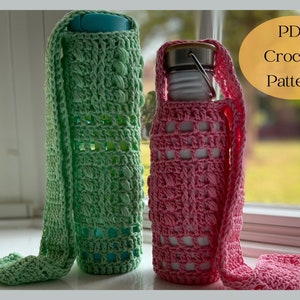 Puff & Cable Remix Water Bottle Holder | Crochet Water Bottle Holder | Crochet Bottle Sling | Bottle Bag