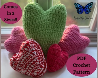 Crochet Heart Plushie Pattern, Valentine Home decor, Heart pillow, Plushie pattern, Heart shape pillow