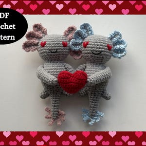 Valentines Axolotls Pattern | Crochet Axolotl | Stuffed Axolotl | Cute Axolotl | Axolotl Gifts