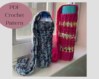 Cable Water Bottle Holder Pattern, Crochet bottle holder, Beginner crochet, Crochet bag pattern, Kids bottle Holder