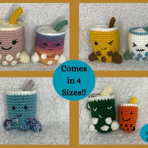 Crochet Boba Tea Plushie Pattern, Boba plushie, Crochet Plushie pattern, Boba keychain