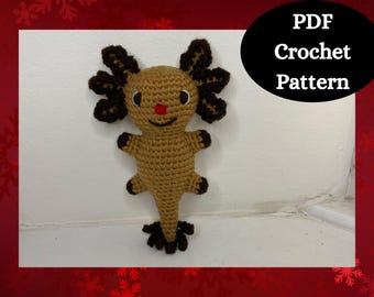 Randy The Reindeer Axolotl | Christmas Axolotl | Crochet Axolotl | Axolotl Gift | Axolotl Party Favor | Axolotl Lover