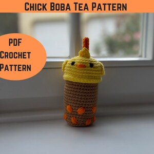 Chick Boba Tea Pattern | Boba Milk Tea | Boba Milk Tea Gift | Small plushie
