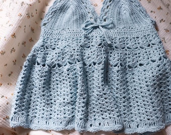 Blue Seafoam Breeze Crochet Top