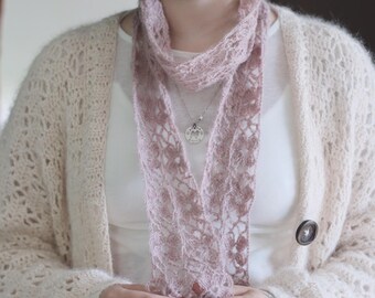 Handmade Mohair Crochet Scarf Lilac Lace Shawl Christmas gift