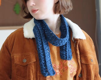 Lightweight Blue Crochet Scarf | Long Lace Shawl Christmas gift