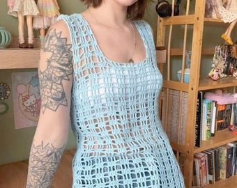 Handmade Light Blue Crochet Dress