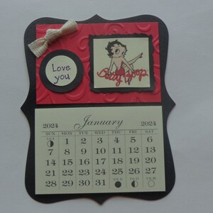 Betty Boop, Love You, Cartoon Character, 2024 Magnetic Calendar, Magnet, Fridge, Locker, Gift Giving, Ship only in USA.  FREE SHIPPING.