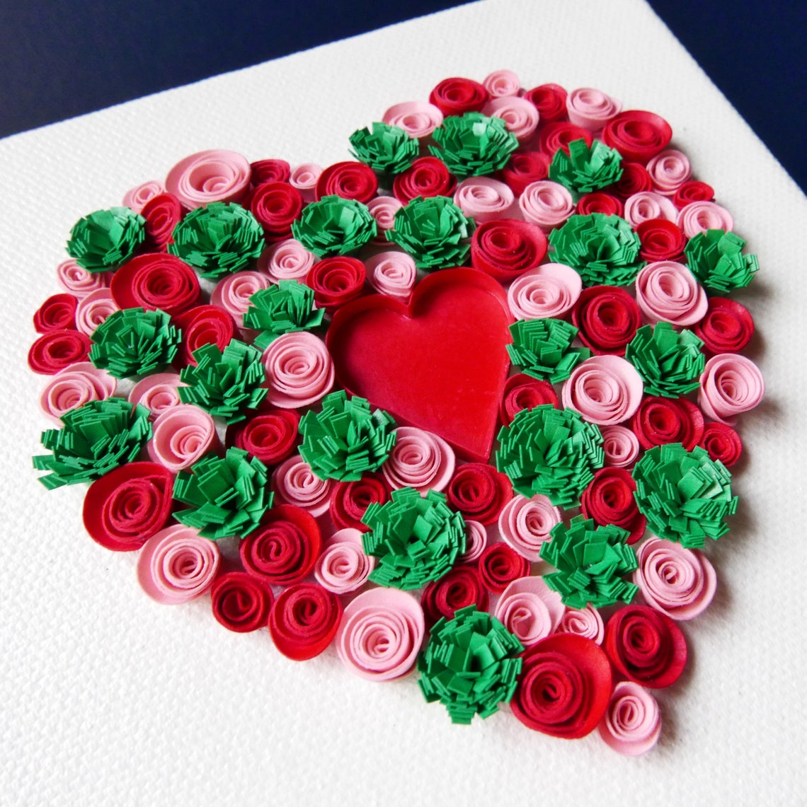 Rose Garden Quilled Heart Paper Quilling Valentine's Day Etsy
