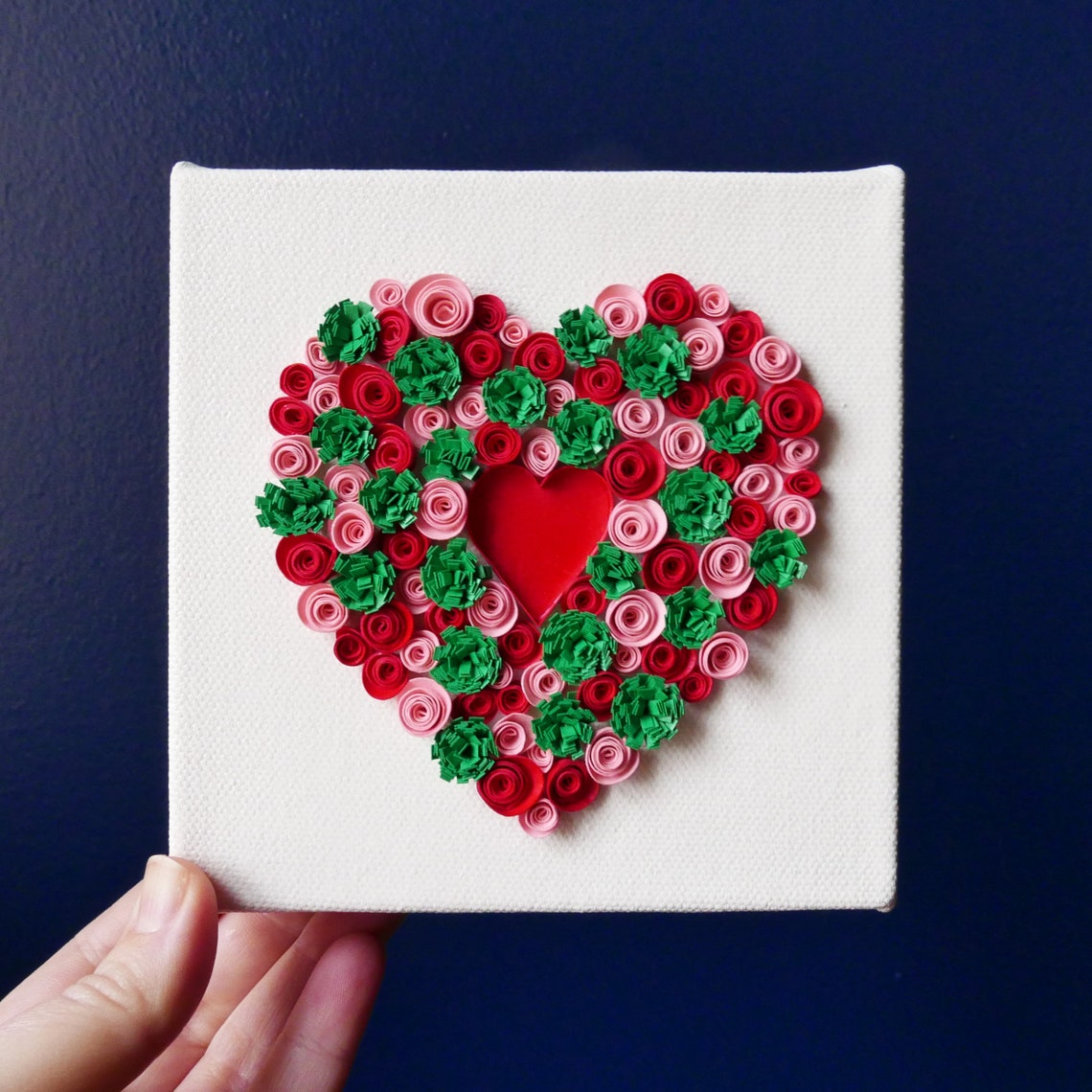 Rose Garden Quilled Heart Paper Quilling Valentines Day Etsy