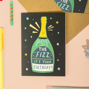 Birthday card, happy birthday, men's birthday card, Birthday champagne
