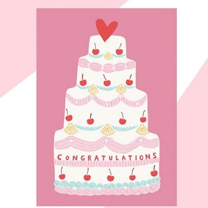Wedding card, congratulations, wedding day card, on your wedding day, wedding cake card image 2