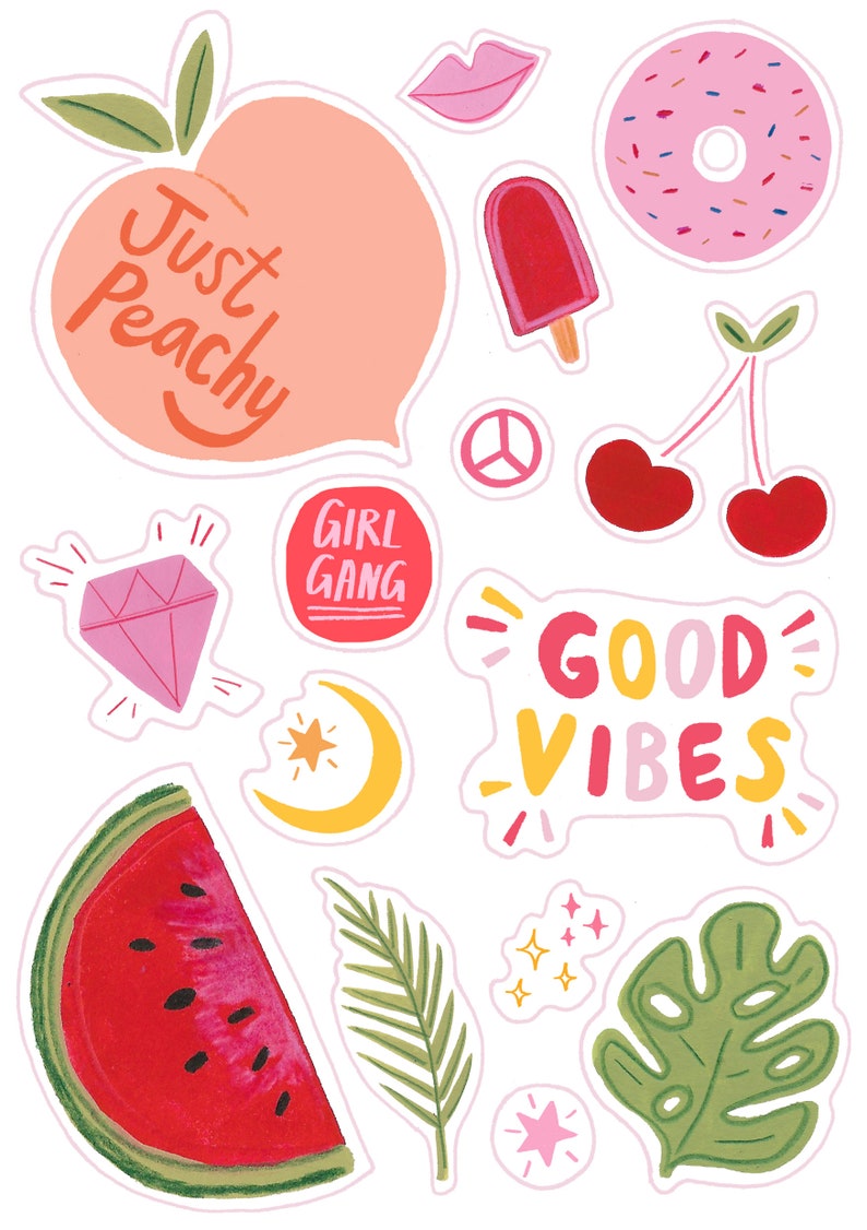 Girly sticker sheet Laptop stickers Etsy
