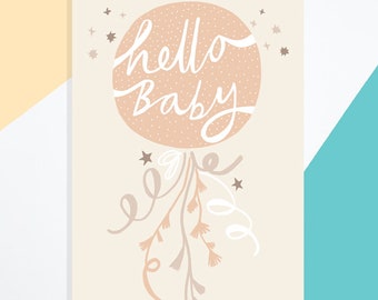 New born baby card, neutral new baby card