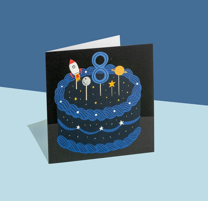 Eighth birthday - space theme card