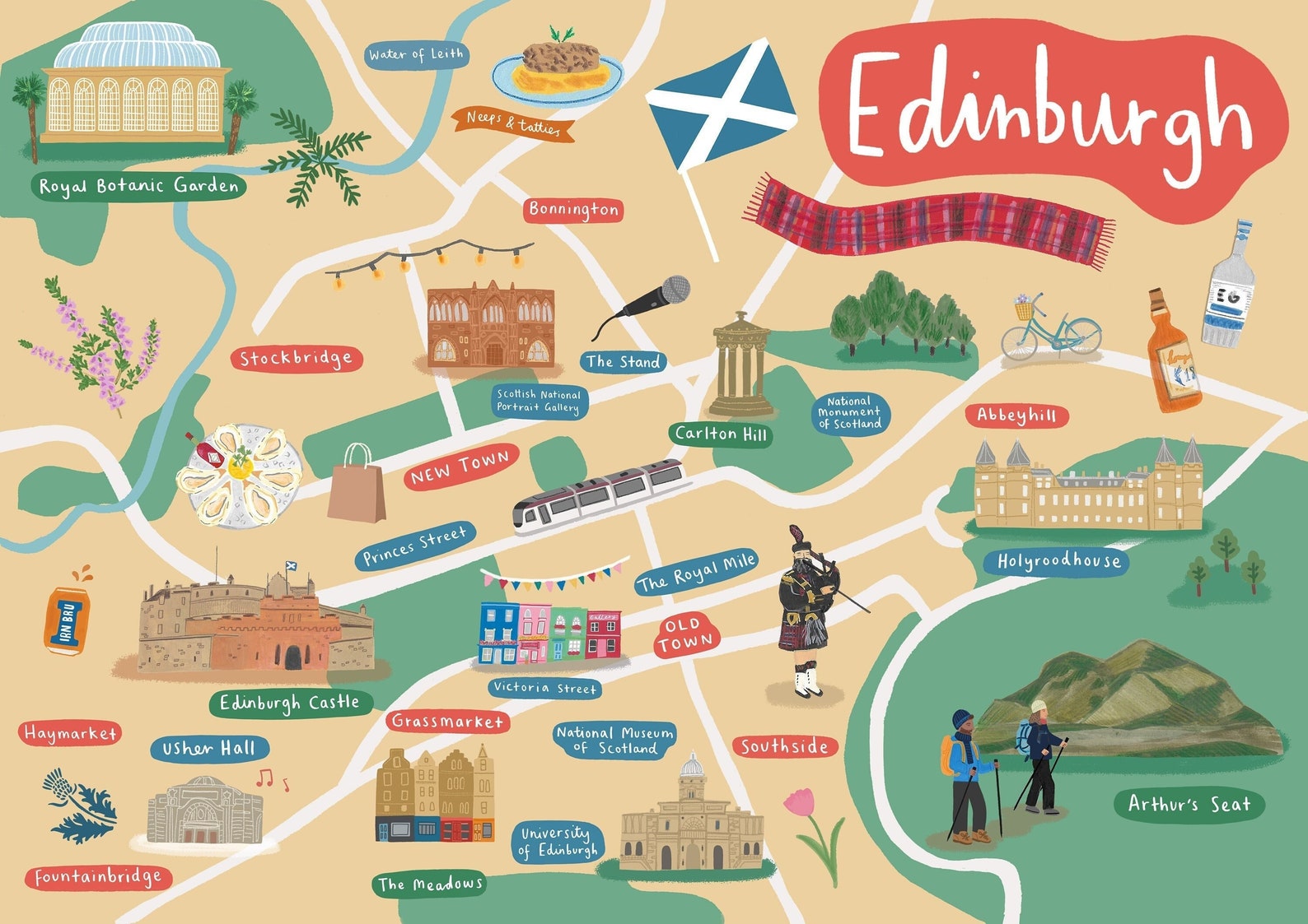 Edinburgh Map, Map of Edinburgh, Scotland Map, Edinburgh Art, Edinburgh Map Print, Edinburgh