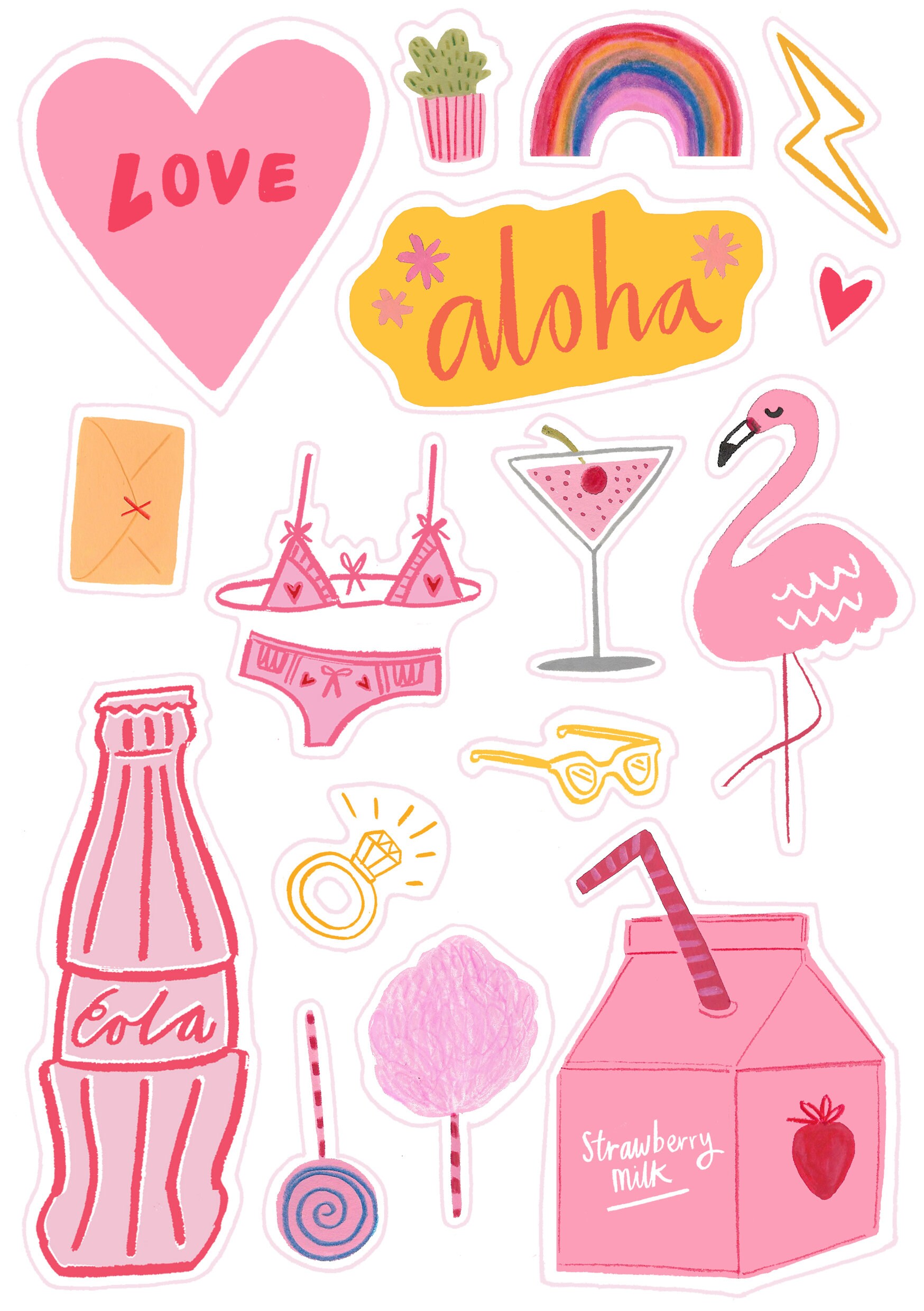 Girly sticker sheet Laptop stickers Etsy