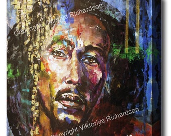 BOB MARLEY Impressions sur toile, Portrait, Art mural, Affiche, Icône, Pop Art, Street Art, Décoration intérieure, Tentures Murales, Musique Reggae, Wailers, No Cry