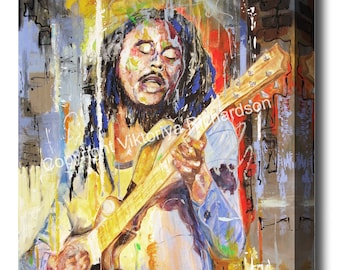 BOB MARLEY, Impressions sur toile, Portrait, Art mural, Affiche, Icône, Pop Art, Street Art, Décoration intérieure, Tentures murales, Musique Reggae, Wailers, Jamaïque