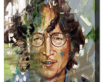Ritratto di John Lennon su tela, edizione limitata firmata, The Beatles Art
