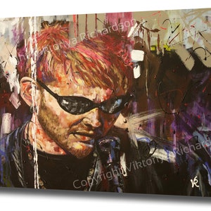 LAYNE STALEY, 8&quot; x 12&quot; Small Canvas, Portrait, Wall Hanging, Alice in Chains, Urban Art, Rock Music, Street Art, Home Decor, Gift for him