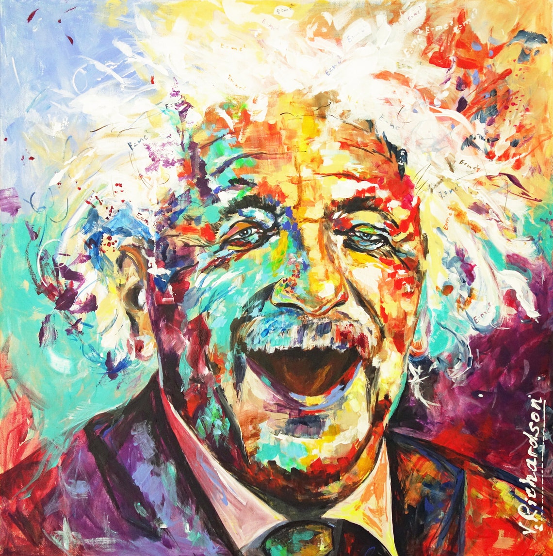 Albert Einstein Original Acrylic Painting On Canvas Pop Art Etsy