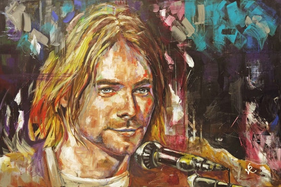 Kurt Cobain Acrylic Original on Canvas Wall Hanging Album Rock