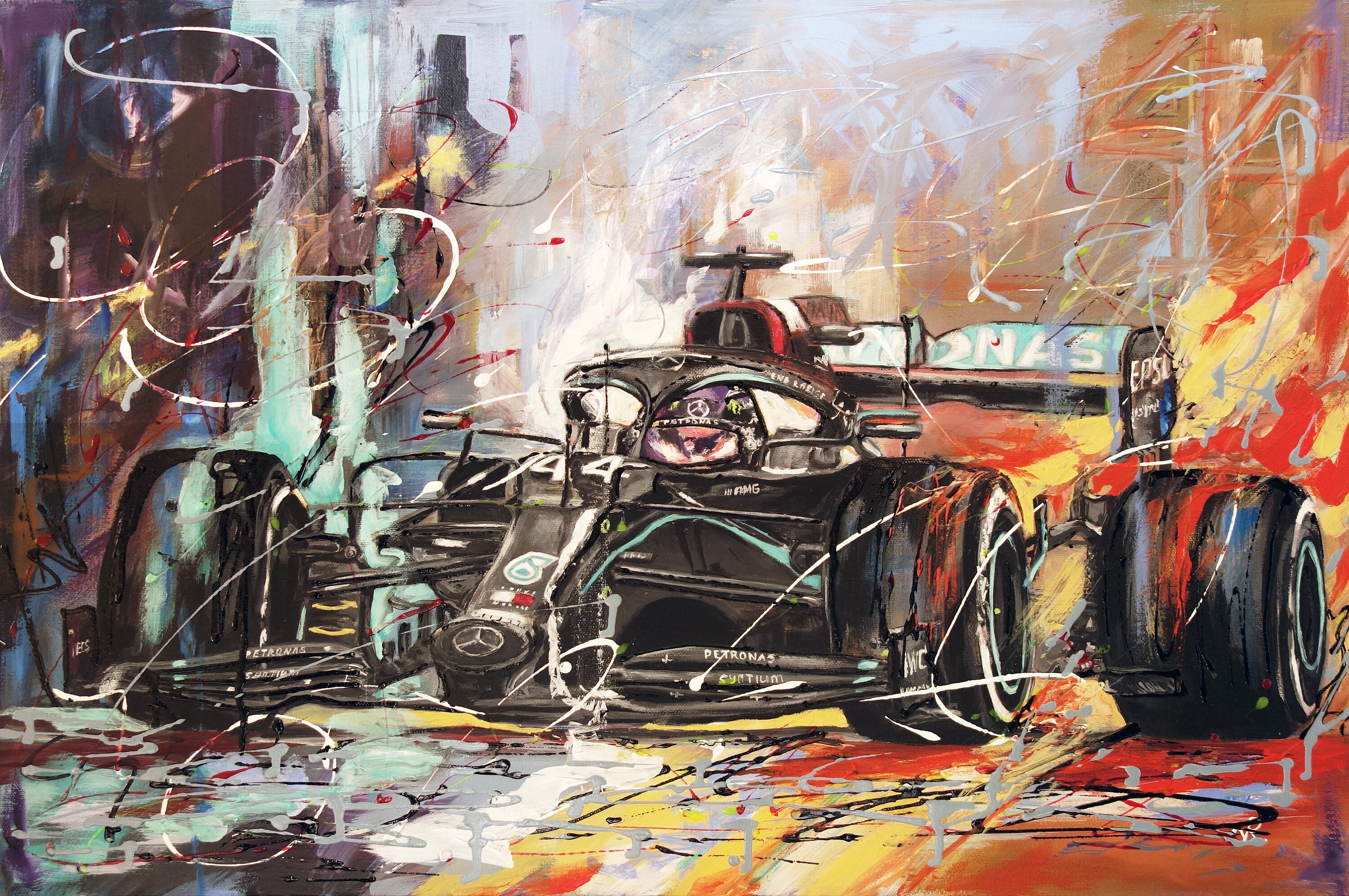 Formule 1 Peinture Abstraite Contemporain F1 Cadre Photo Poster Toile  Decoration