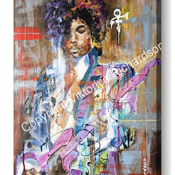 Prince of rock, 12" x 8" Canvas Print Portrait, Wall Art, Icon, Pop Art, Rock Music, Street Art, Home Decor, Gift, Present