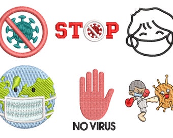 Anti virus 6 Designs Machine Embroidery