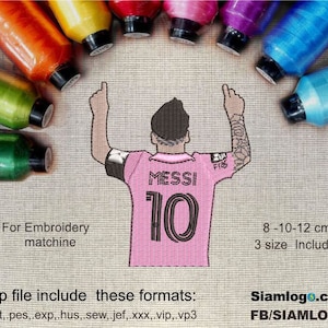 Messi Miami Designs Machine Embroidery