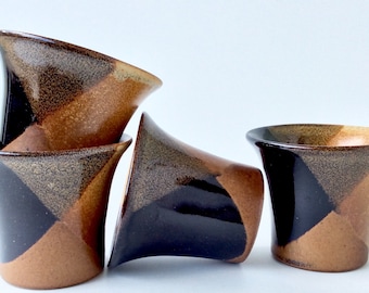 Vintage Keramik Handarbeit USA 4 kleine Kunstkeramik Schalen Übertopf Indoor Outdoor Übertopf Sukkulenten Töpfe Studio Keramik Steingut