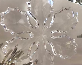 Vintage Lucite Acryl Weihnachten Ornament Schneeflocke Glas Sammlerstück Retro Baum Dekor