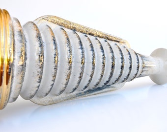 Vintage Mid Century Tropf Glasur Lampe Keramik Tischlampe modern Gold schwarz Ecru glasierte Kunst Keramik