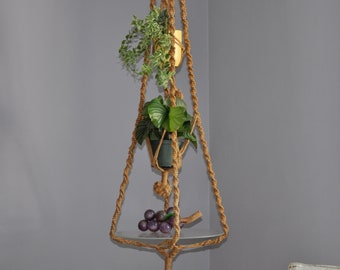 Vintage 1970er Jahre Makramee Blumenampel Jute Blumenampel Blumenampel Boho Hippie Chic Decor Extra große Blumenampel