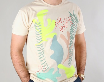 Screen printed graphic T- shirt "GLOWING CORAL"