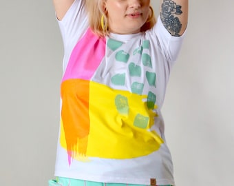 Screen printed graphic on T-shirt - "FLUO ABSTRACT"