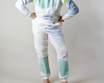 Screen printed pattern on women strech cotton joggers "ABSTRACT No.1"