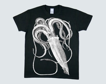Screen printed graphic on T-shirt - "BIG SQUID"