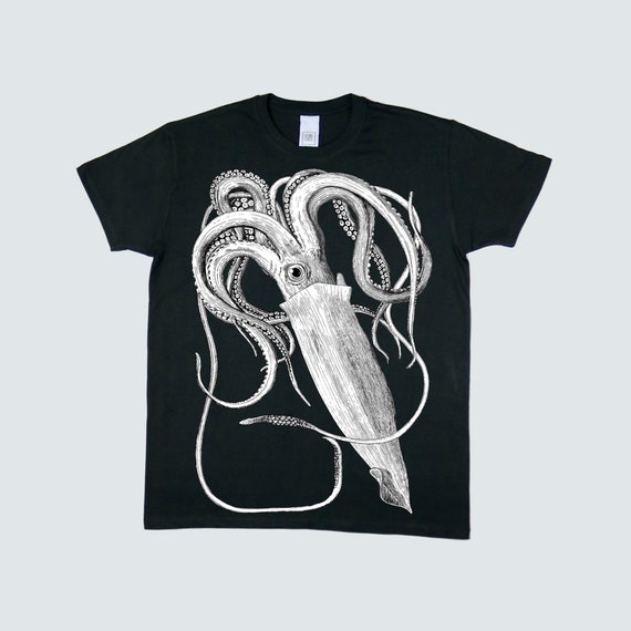 Screen printed graphic on T-shirt - "BIG SQUID"