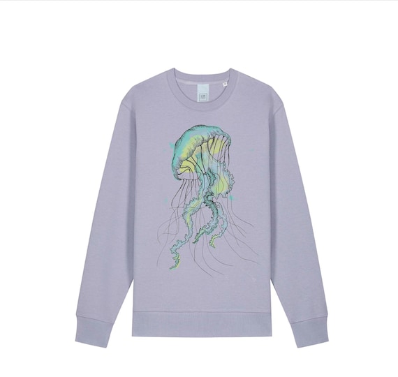 Screen printed graphic on organic sweatshirt "JELLYFISH"