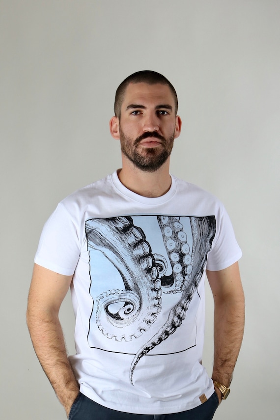 Screen printed graphic on T-shirt - "TENTACLES"