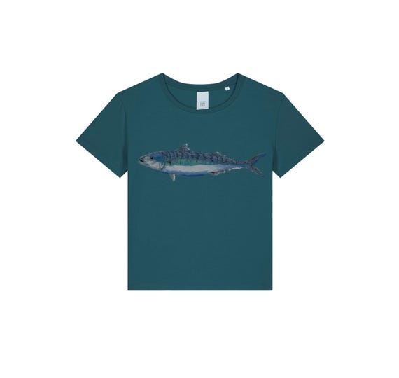 Screen printed graphic on organic woman T- shirt "MACKEREL"