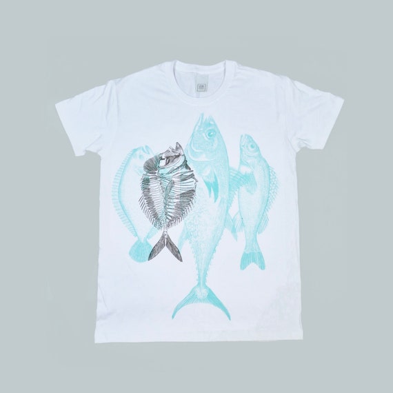 Screen printed graphic on T-shirt - "FISH No.3"